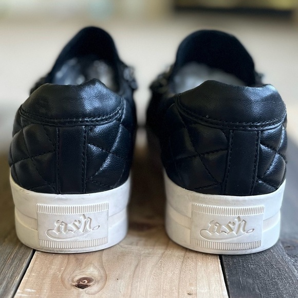 ASH Jewel Bis Chain Black Quilted Leather Platform Sneakers 38 - Picture 6 of 12